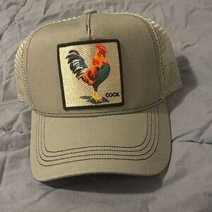 Gray Trucker Hat with Rooster Patch